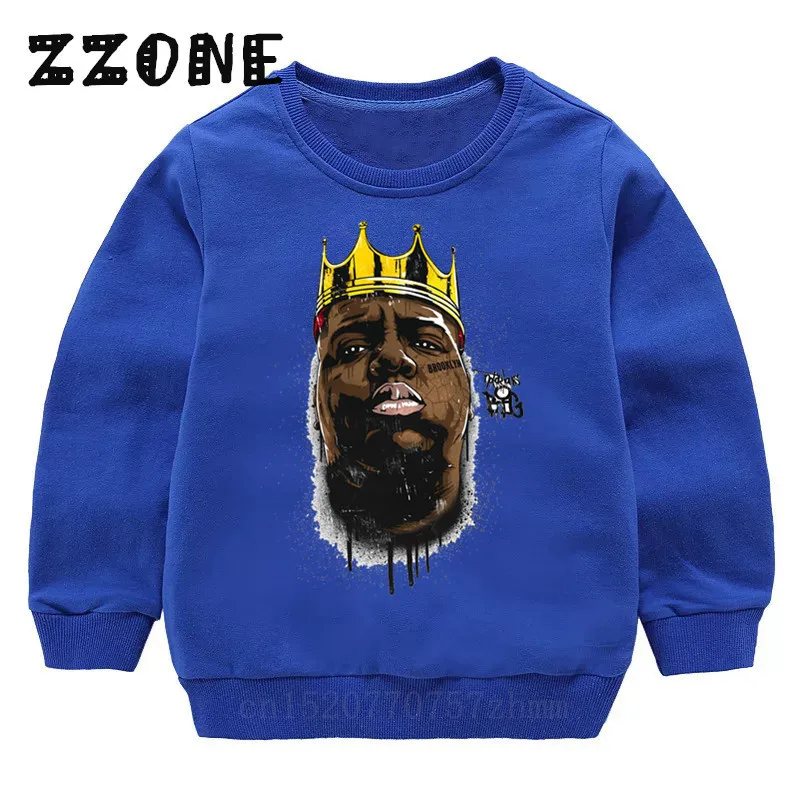 Детские толстовки с капюшоном для детей с принтом «Rock Star» Notorious Big Кофты для малышей, хлопковые пуловеры топы для девочек Осенняя Одежда для мальчиков, KYT456 - Цвет: 456F-Blue