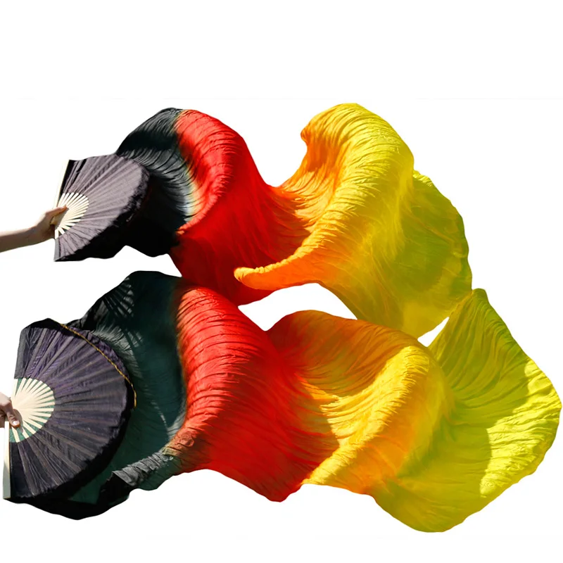 Настоящий шелк/имитация шелка танец живота танцевальный веер китайский высококачественный Шелковый веер вуаль танец живота вуаль ручная работа окрашенный Шелковый веер для танца - Цвет: Color17-tw