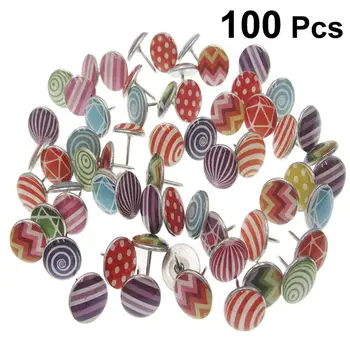 

100pcs Useful Nontoxic Safe Beautiful Durable Pushpin Family Supplies Flat Pins Drawing Pin Thumbtack
