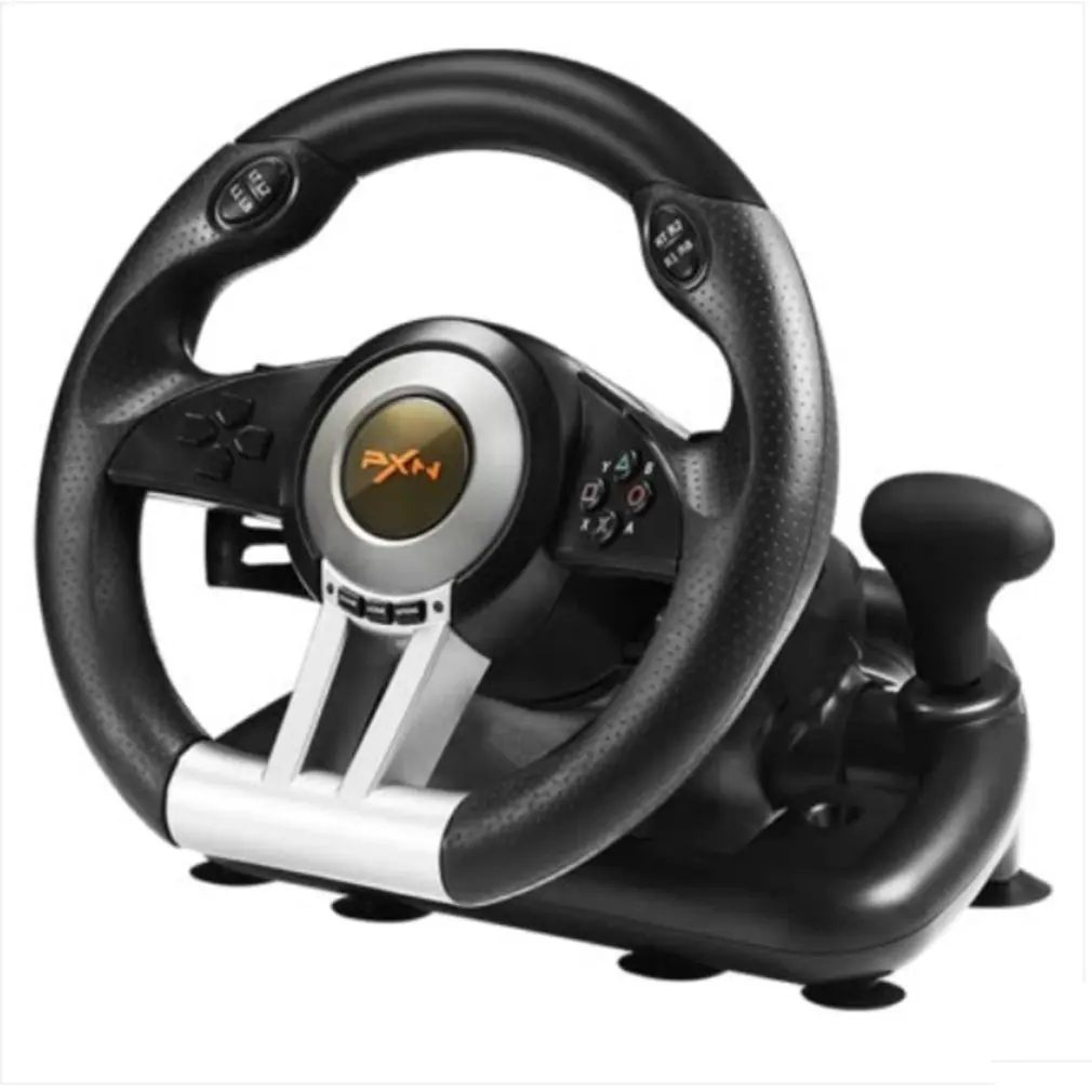 Black Гоночный Игровой руль USB Вибрация Двойной Мотор Складная Педаль игровой контроллер для ПК PS3 PS4 Xbox One игровые аксессуары - Цвет: Black