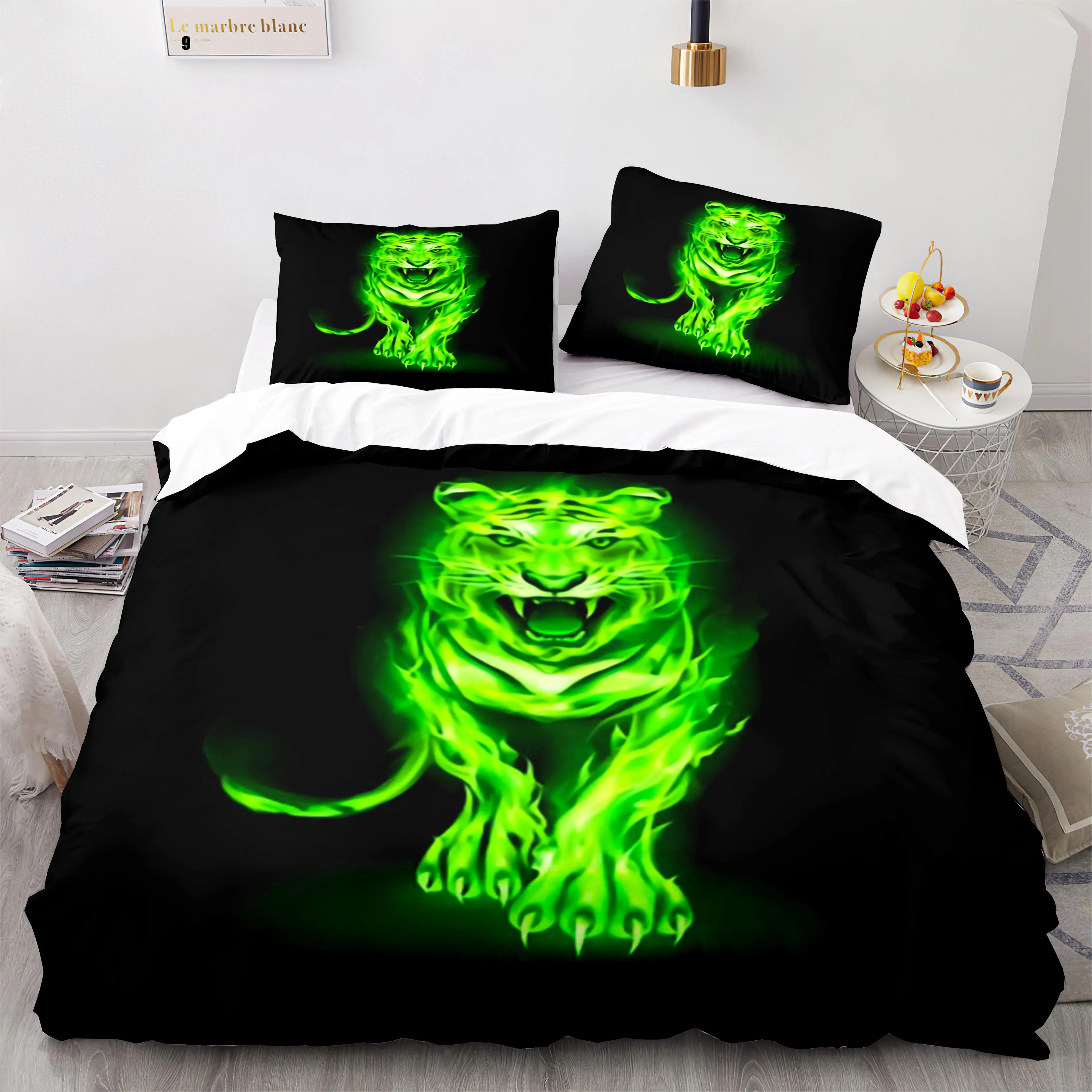 Set Di Biancheria Da Letto Con Etichetta Fiamma Verde Singolo Twin Full Queen King Size Tag Ghiaccio E Fuoco Blaze Set Letto Kid Kid Camera Da Letto D