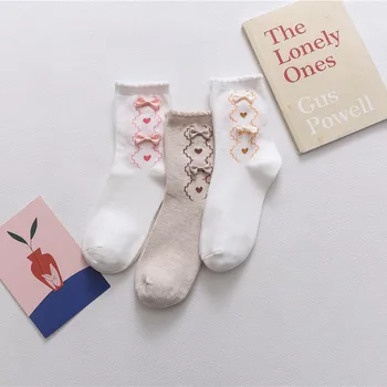 

2020 spring and summer new bubble mouth lace socks cute bow in tube socks girl lolita socks