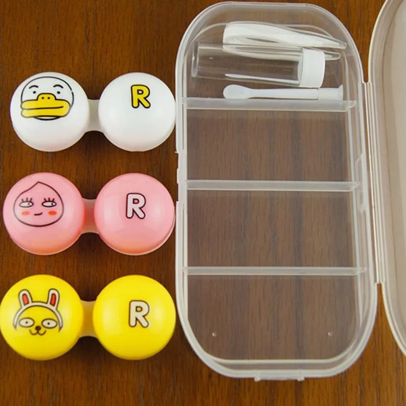 Three To Install Contact Lens Case Container Travel Kit Set Storage Holder