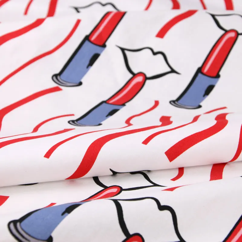 Хлопчатобумажная ткань с принтом в виде помады стиле пэчворк для летнего платья