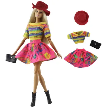 

NK One Set Doll Dress Fashion Cool Clothing Super Model Coat Bag Hat Skirt For Barbie Doll Accessories Girl Gift Toys 250B 9X