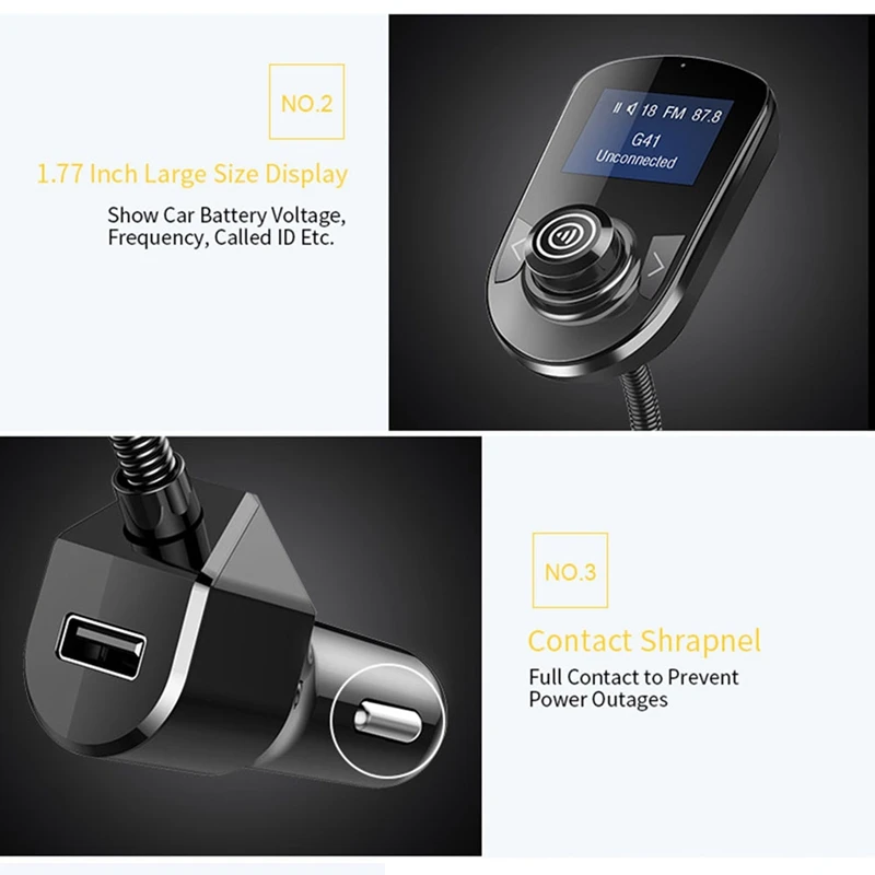 Bluetooth fm-передатчик для автомобиля, беспроводной автомобильный fm-передатчик, Радио адаптер, автомобильный комплект с дисплеем 1,77 дюйма, поддерживает Tf/Sd карты и U