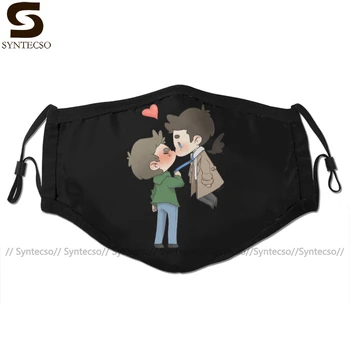 

Kissing Angels Mouth Face Mask Destiel Kiss Facial Mask Kawai Funny with 2 Filters for Adult