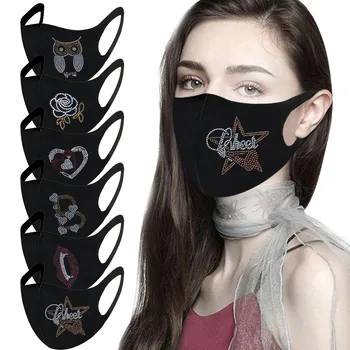 

Cotton Windproof Mask Outdoor Breathable Face Masks Women Rhinestones washable facemask reusable Facemask Elastic Earloop Mask