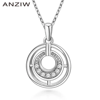 

Luxury 925 Sterling Silver Pendant Necklace for Women Concentric Circles Long Chain Necklace Wedding Silver Jewelry