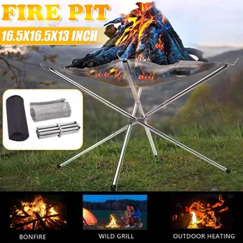 

NEW Outdoor Portable Fire Rack Folding Table Grill Stainless Super Heating Steel Grid Camping Light Point Wood Charcoal Stove