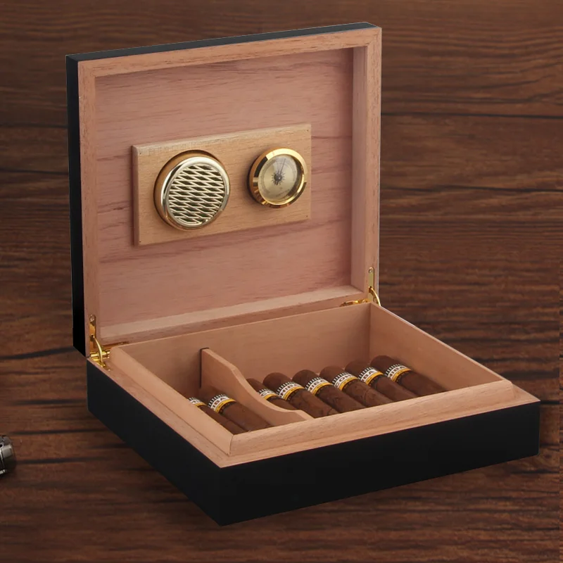 

COHIBA Cigar Humidor Box Foldable Cigar Case Accessories Cedar Wood with Humidifier Hygrometer