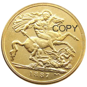 

1887 Queen Victoria Gold Double Sovereign Two Pounds Gold Plated Copy Coin