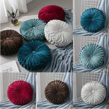 

Corduroy Cushion Pad Velvet Pleated Round Pillow Couch Cushion Floor Pillow Throw Sofa Decor Pillow For Decor Home Office