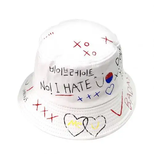 Креативная Складная Рыбацкая шляпа с граффити, летняя вогнутая шапка с рисунком граффити, индивидуальная шапка для бассейна - Цвет: Белый