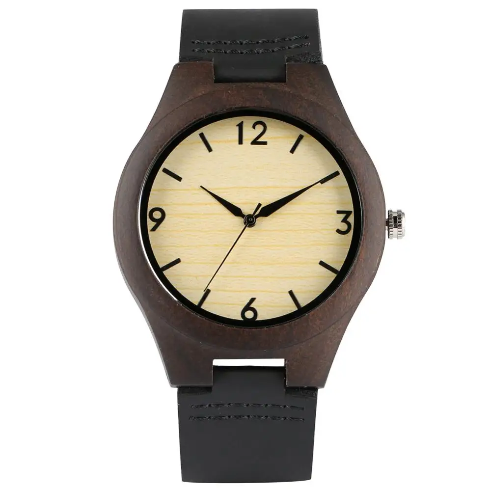

Minimalist Wooden Watch Men Quartz Wrist Watch Man Genuine Leather Band Creative Watches Gift Male Clock Hour Gifts reloj mujer