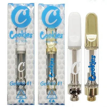 

Cookies Cartridges CBD vape tank 1ml 0.8ml Glass Tank Empty Vape Pen Carts Ceramic Coil 510 Cartridge Vapes Flavor E Cigarette