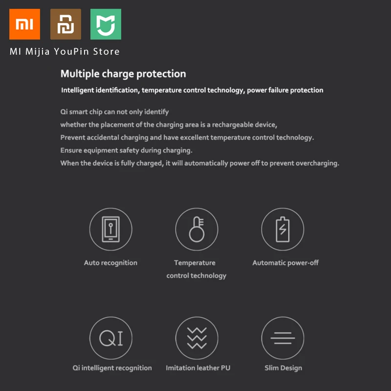 Xiaomi MIIIW Qi Беспроводное быстрое зарядное устройство из искусственной кожи Коврик для мыши для iPhone samsung Xiaomi huawei Быстрая зарядка