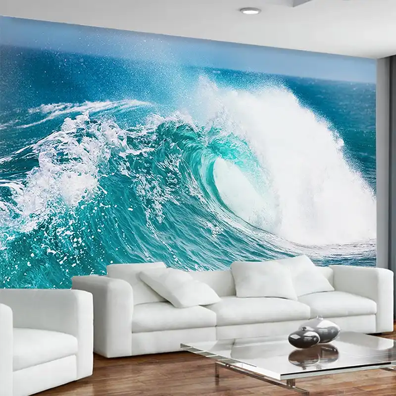 3D Abstract Sea Wave home improvement wallpaper hiding wall defects