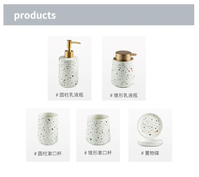 Bathroom Accessories Set Ceramic Wash Four-pieces Bathroom Supplies Decoration Hotel Club Suite Ceramics Soap Dispenser Toothbrush Holder