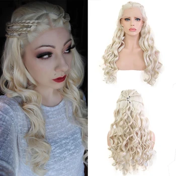 

Charisma Synthetic Lace Front Wig Blonde Deep Wave Heat Resistant Hair Daenerys Targaryen Cosplay Wigs Costume Love Hair Style