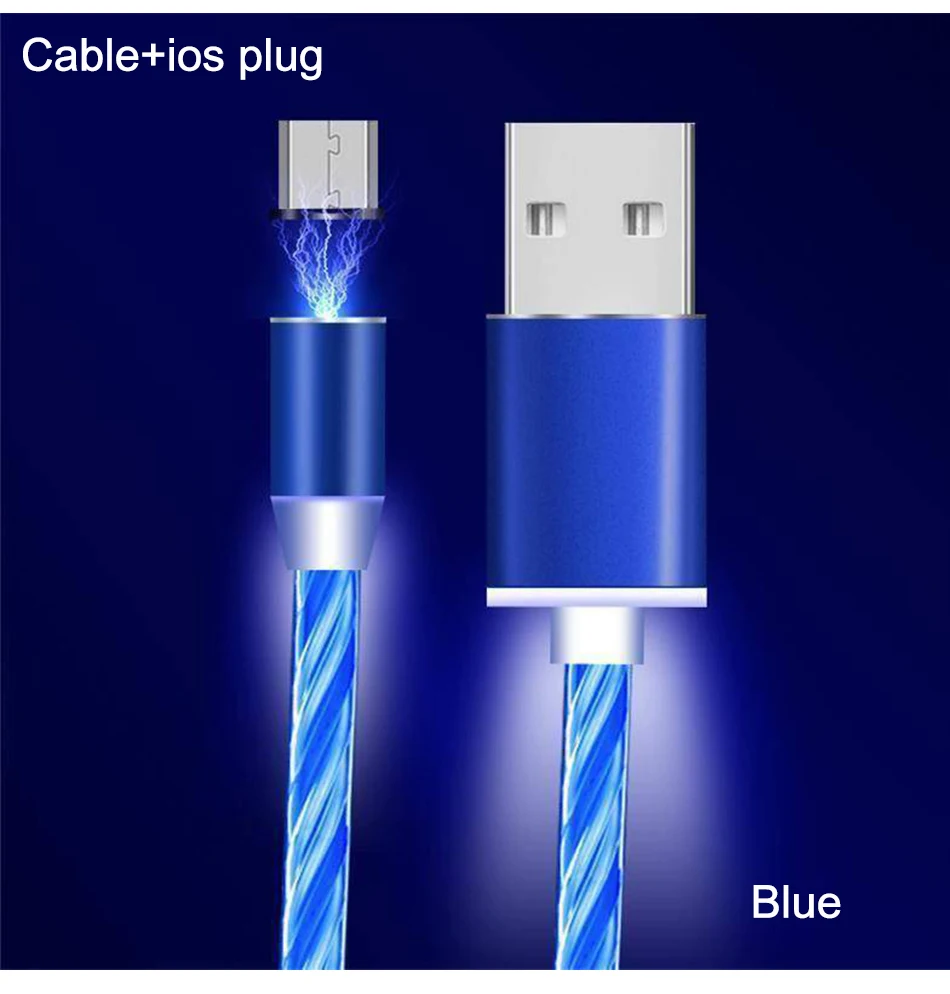 Магнитный Micro USB кабель для мобильного телефона светодиодный кабель для быстрой зарядки usb type-C Магнитный шнур для зарядного устройства для iPhone samsung - Цвет: B