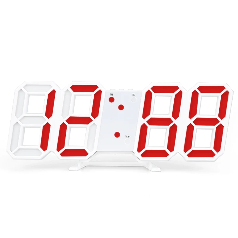 Светодиодный Будильник, цифровые настенные часы, 3D настольные часы с календарем, температурный дисплей, регулируемая яркость, 24/12 часовой дисплей