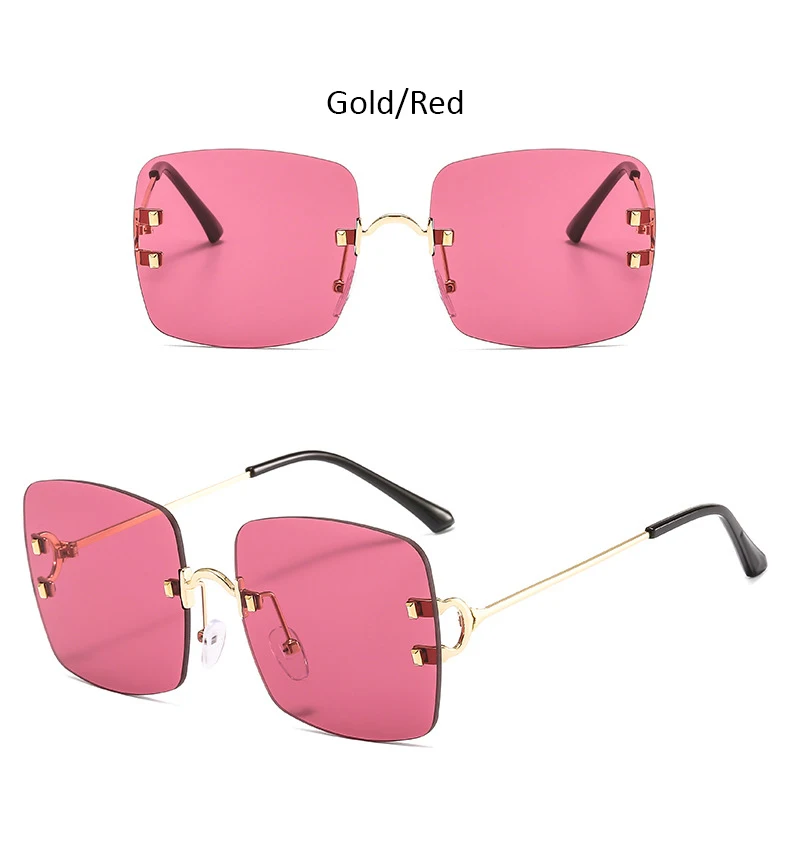 Модные женские квадратные солнцезащитные очки в винтажном стиле, брендовые, без оправы градиентный, негабаритные солнцезащитные очки для женщин, женские очки