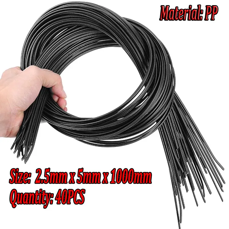 Welding Rods Plastic Welding Rods 40PCS Black PP Plastic Welding Rods for Plastic Weldeing Gun/Hot Air Gun/Welding Tool