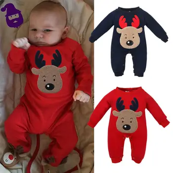 

My First Christmas Newborn Baby Girls Boys Cotton Reindeer Romper Outfit Clothes