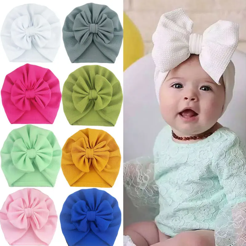 New Cute Newborn Baby Girls Bow Turban 