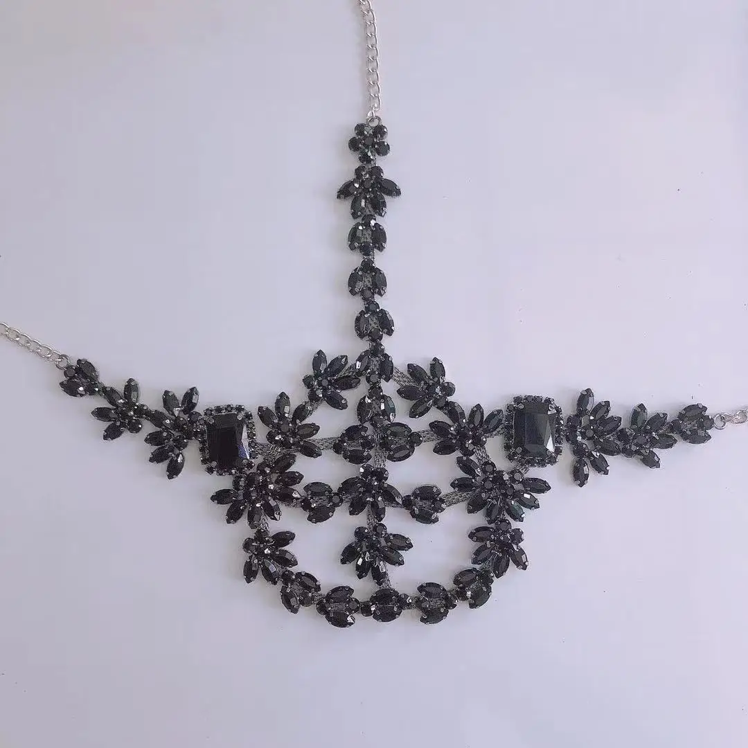 Luxury exaggeration Black Rhinestone mask sexy women's full face mask jewelry halloween ball luxury crystal mask face decoration