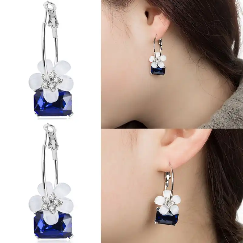 new crystal cherry earrings for women ear jewelry silver color