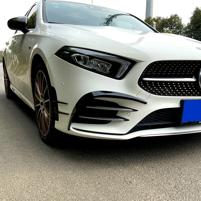 For Mercedes Benz A Class W177 2018+ A180 A200 A220 AMG Sport Front Bumper Fender Stickers Trim Cover Accessories Car Styling