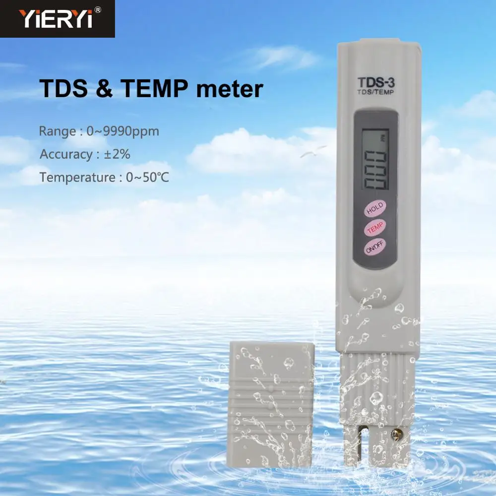 Yieryi TDS ph-метр PH/TDS/EC/TEMP метр цифровой монитор качества воды тестер серии для бассейнов, питьевой воды, аквариумов - Цвет: TDS-3 Meter