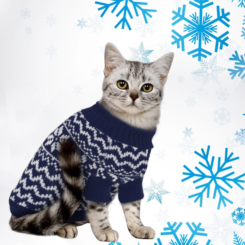 Pet свитер для кота зимние Кошки Одежда для малых и средних собак трикотажная водолазка Чихуахуа Костюмы костюм для кошки, собаки симпатичная одежда