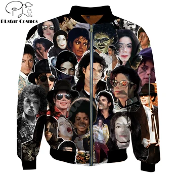 

PLstar Cosmos 2019 Fashion New 3D Men's bomber jackets King of Pop Michael Jackson Printed Zipper Hooded Long Sleeve Pullover