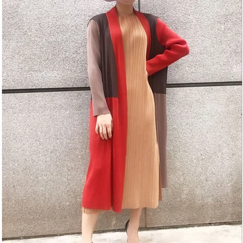 

HOT SELLING miyake turn-down collar watchwork outerwear pleated long outerwear coat IN STOCK