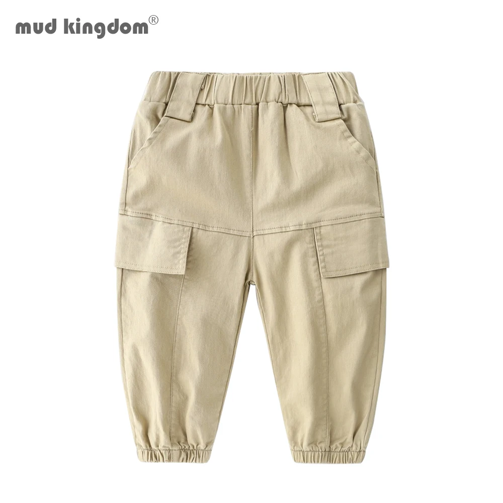 

Mudkingdom Toddler Boys Cargo Pants Casual Fashion Solid Elastic Waist for Kids