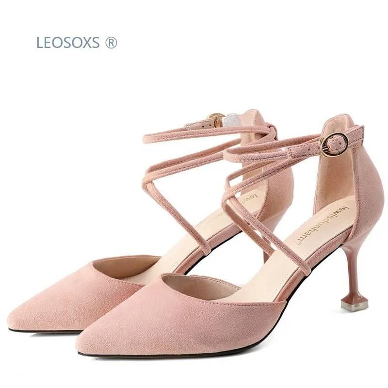 

Suede 2020 Shoes Women's Fashion Solid Color Low-cut Shoes Spring New Style Pointed-Toe High Heel Shoes