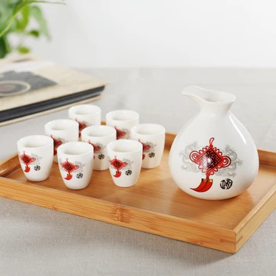 Япония керамика Саке набор Винтаж фарфор кувшин ликер чашки Творческий обеденный бар наборы Посуда для напитков духи бедра фляги подарок на год