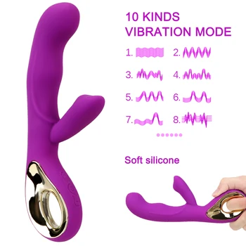OLO 10 Modes Double Motors Dildo Rabbit Vibrator Sex Toys for Women G-Spot Clit Stimulator Female Masturbators Sex Shop 4