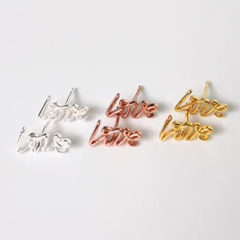 

Women's S925 Sterling Silver Rose Gold Gold Color Hollow Letter Studs Couple Sterling Silver Stud Earrings Love Jewelry