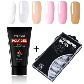 

2pcs/set Quick Building Nail Mold Tips Suit Fast-Drying Poly Gel Poly Gel Nail Extension Gel Multicolor Ge S1