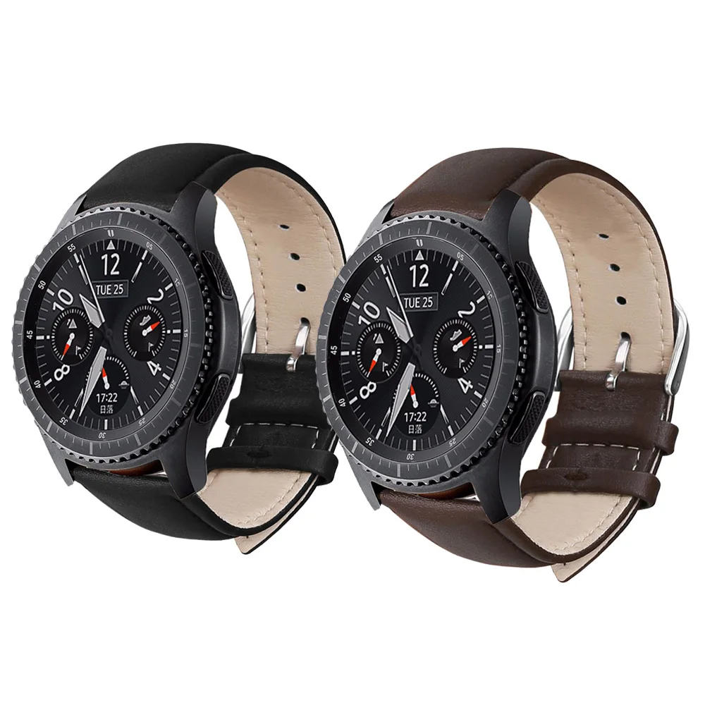Новый модный кожаный ремешок 22 мм для samsung Galaxy Watch 42 мм 46 мм Замена для gear S3 браслет умные наручные часы