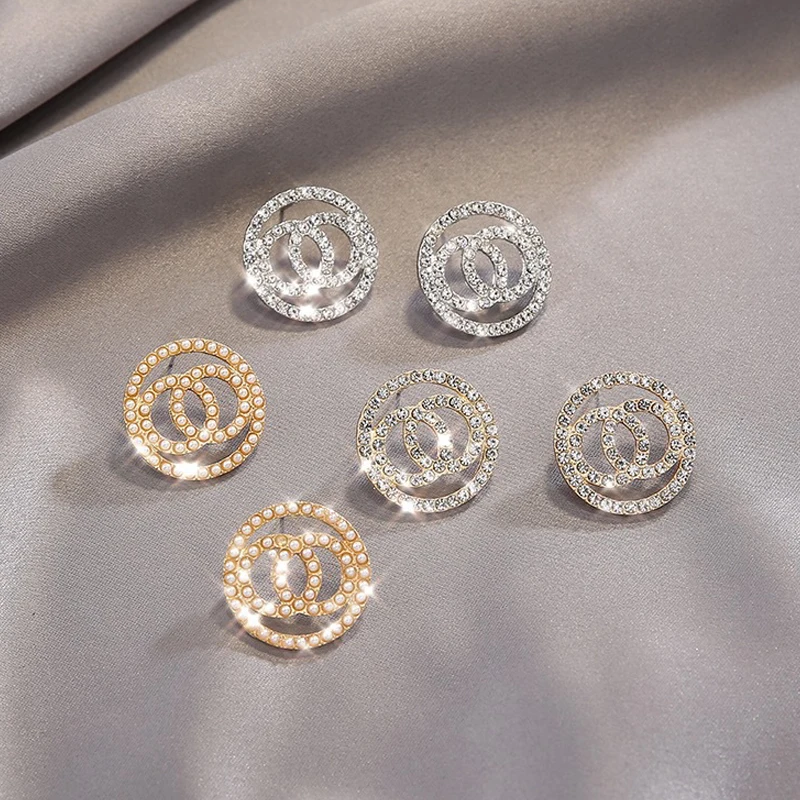 LATS lindo doble círculo circón Flash Stud pendientes nueva Simple coreano brillante pendientes para las mujeres 2020 joyería de moda Brincos