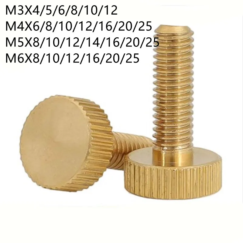 2-5 шт./лот M3 M4 M5 M6 накатанные латунные винты с плоской головкой ручной затяжки |