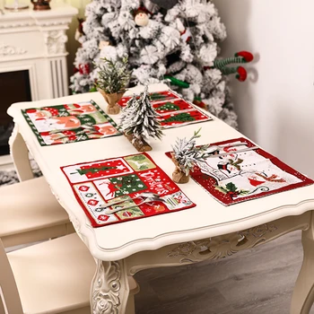 

New Year Dinner Party Table Decors Christmas Heat Resistant Table Mat Desktop Cutlery Tableware Cup Placement Pad