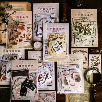 

60Pcs Vintage Plant Stickers Retro Flowers Diary Paper Adhesive Sticker For Kids Scrapbooking Diary Stationery Supplies