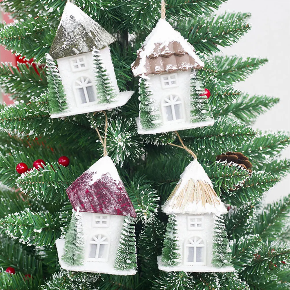

Christmas Snow House Christmas Wooden Cottage Creative Plastic with Lights Ornament Hotel Wedding Night Light