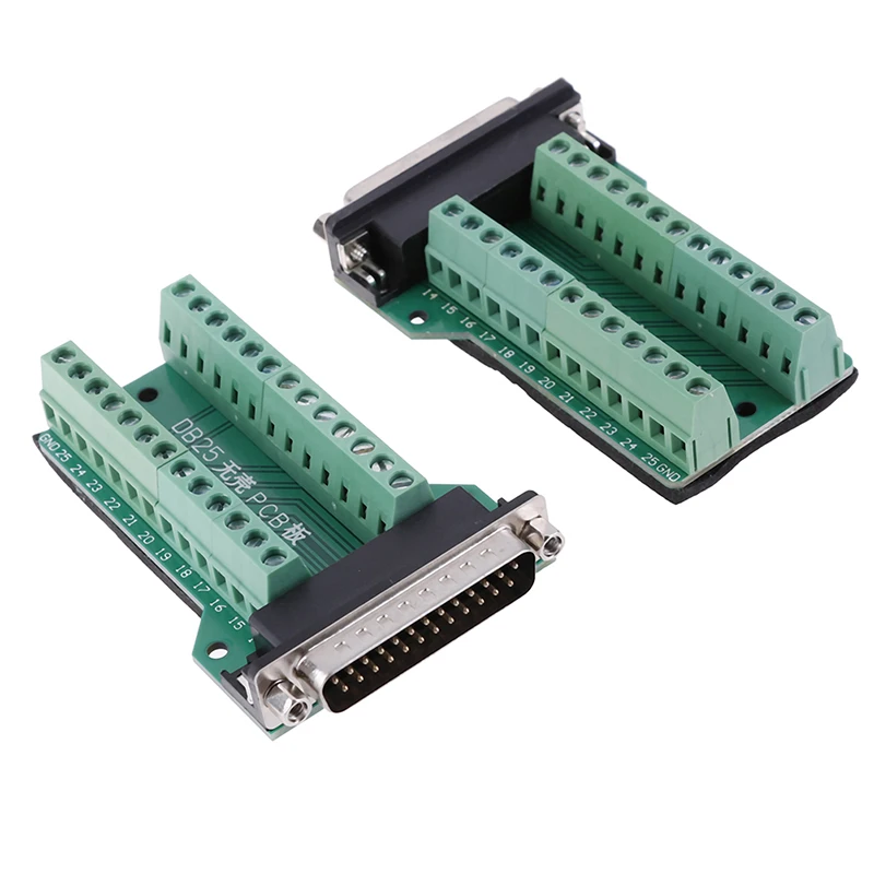 

1pc New DB25 D-SUB Female 25Pin Plug Breakout PCB Board 2 Row Terminals Connectors Hot